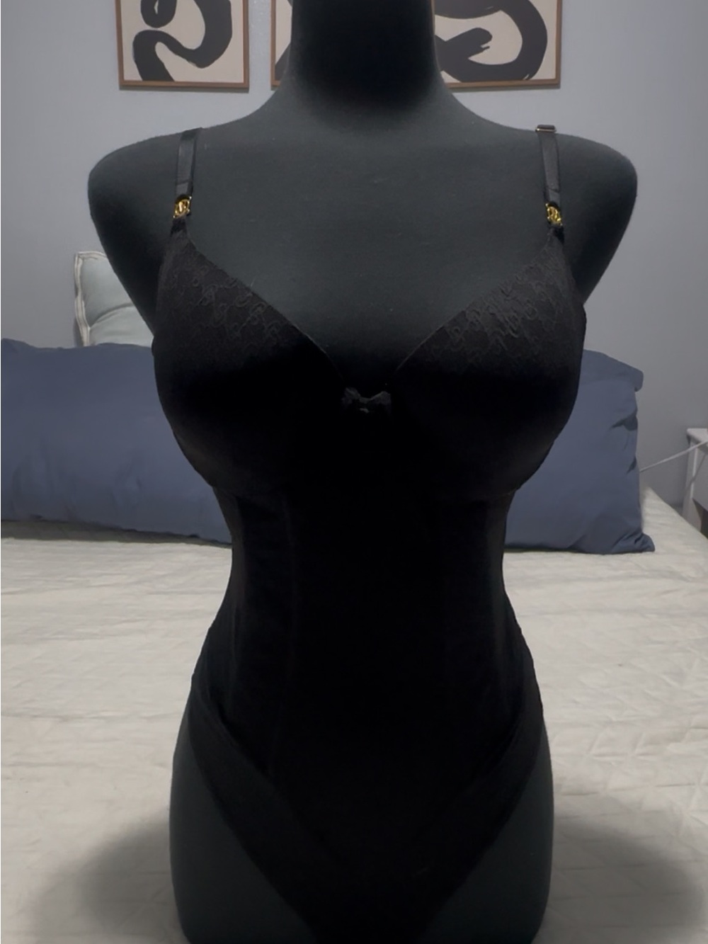 Victoria's Secret Black Lace-Trim Shaping Bodysuit